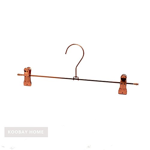 30Pack Koobay 35cm Shiny Metal Rose Copper Gold Clips Pants Hangers Trousers Skirt Hang Rack with Swivel Hook