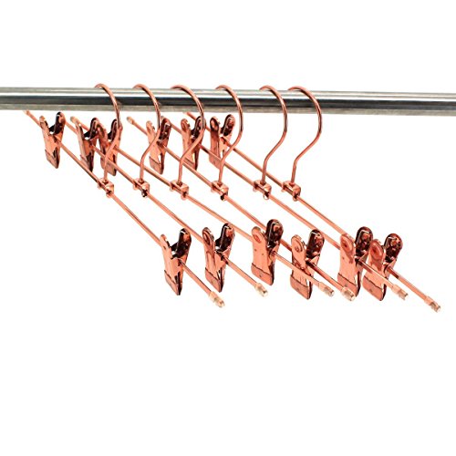 30Pack Koobay 35cm Shiny Metal Rose Copper Gold Clips Pants Hangers Trousers Skirt Hang Rack with Swivel Hook