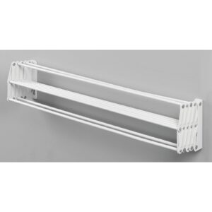 mDesign Steel Wall Mount Accordion Expandable Retractable Clothes Air Drying Rack - 8 Bars for Hanging Garments - Mounted Organizer for Laundry/Utility Room, Bathroom, Garage, Bardo Collection, White