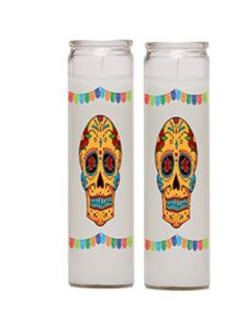 gifts by lulee, llc dia de los muertos day of the dead calavera catrina set of two 7 day candles in glass jar style5