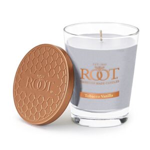 root candles 8870322 honeycomb veriglass scented beeswax blend candle, large, tobacco vanilla