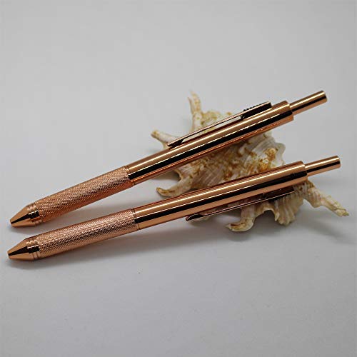 JASON YUEN 2PCS PACK 4 in 1 Multi-Function Pen 4 Colors Pen with 0.5mm Mechanical Pencil and Black/Red/Blue Ballpoint Pen in Gift Package (2PCS PACK, Rose gold)