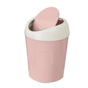 dreamyth desktop trash can with lid roll cover mini wastebasket (pink)