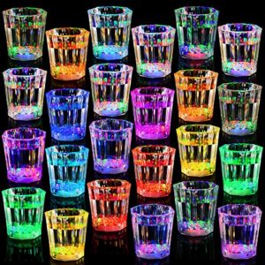 24 pcs light up shot glasses for party favors adults guests kids party cups led shot glasses glow in the dark party supplies birthday shot glass glowing party cups for night club,christmas,halloween