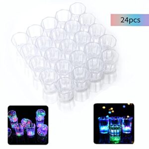 24 PCS Light Up Shot Glasses for Party Favors Adults Guests Kids Party Cups Led Shot Glasses Glow in the Dark Party Supplies Birthday Shot Glass Glowing Party Cups for Night Club,Christmas,Halloween