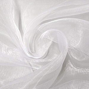 mds pack of 10 yard bridal solid sheer organza fabric bolt for wedding dress,fashion, crafts, decorations silky shiny organza 44”- white