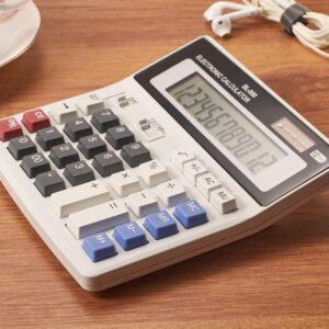 12-Digit Battery Dual Powered Handheld Electronic Business Mini Solar Basic Desktop Financial Scientific Office Calculator, Simple Desk Calculators with Large LCD Display