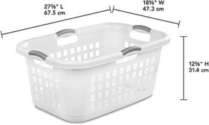 Sterilite 12168006 2 Bushel 71L Ultra Laundry Basket, White w/Titanium handles, 6 pack