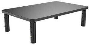 husky mounts monitor riser laptop stand, adjustable legs, stackable, 14.5" x 9.25" x 5.5" max height, matte steel, black.