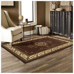superior kensington collection 5' x 8' area rug, attractive rug with jute backing, durable and beautiful woven structure, regal medallion rug with classic border