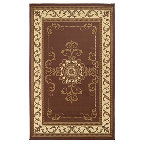 Superior Kensington Collection 5' x 8' Area Rug, Attractive Rug with Jute Backing, Durable and Beautiful Woven Structure, Regal Medallion Rug with Classic Border
