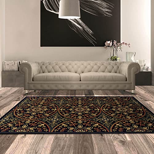 Superior Fancy Medallion Area Rugs & Runners Rug, 8 ft x 10 ft, Midnight Blue