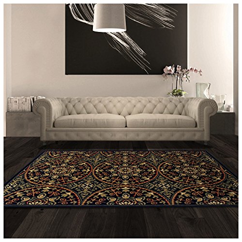 Superior Fancy Medallion Area Rugs & Runners Rug, 8 ft x 10 ft, Midnight Blue