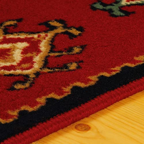 SUPERIOR Indoor Small Area Rug with Jute Backing, Bohemian Geometric Rugs for Home, Bedroom, Living Room, Kitchen, Entryway, Office, Southwestern Floor Decor, Santa Fe Collection, 4' x 6', Red