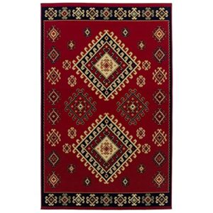 SUPERIOR Indoor Small Area Rug with Jute Backing, Bohemian Geometric Rugs for Home, Bedroom, Living Room, Kitchen, Entryway, Office, Southwestern Floor Decor, Santa Fe Collection, 4' x 6', Red