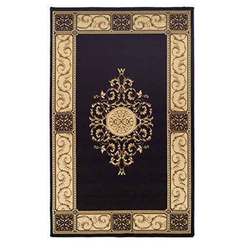 SUPERIOR Elegant Floral Medallion Design Area Rug, Perfect Hardwood, Tile, or Carpet Cover, Ideal for Bedroom, Kitchen, Living Room, Entryway, or Office, Luxury Home Decor, 5' x 8', Coffee