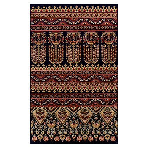 SUPERIOR Contemporary Eclectic Geometric Abstract Floral Power-Loomed Indoor Area Rug, 4' x 6', Black