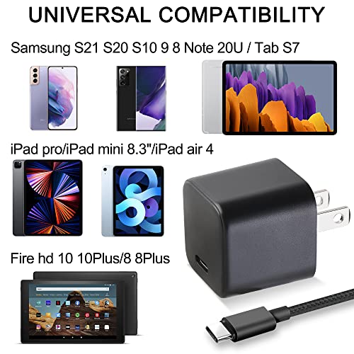 15W USB-C Fast Charger with 6.6Ft USB-C Cable for New Fire HD 8,8Plus,10,10Plus,Kids,Kids Pro,Max 11 Tablet(2020-2023 Release), Kindle Paperwhite(11th Gen), New Kindle(11th Gen) eReaders