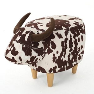 gdfstudio bertha milk cow patterned new velvet ottoman (brown milk cow)