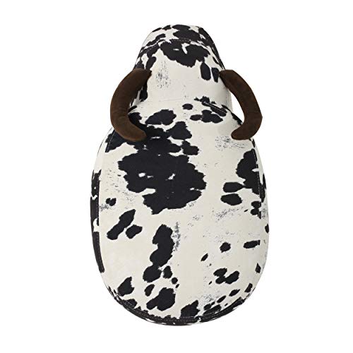 Christopher Knight Home Bessie Patterned Velvet Cow Ottoman, Black And White Cow Hide / Natural