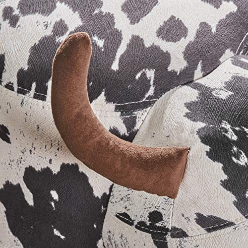 Christopher Knight Home Bessie Patterned Velvet Cow Ottoman, Black And White Cow Hide / Natural