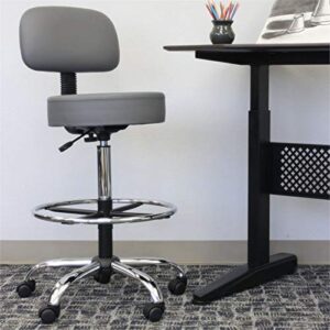 Boss Office Products Drafting Stool with Back Cushion, Grey