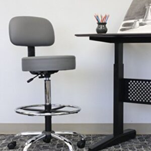 Boss Office Products Drafting Stool with Back Cushion, Grey