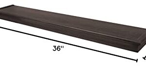 HIGH & MIGHTY 515618 Decorative 36" Floating Shelf Holds up to 25lbs, Easy Tool-Free Dry Wall Installation, Beveled, Retail Packaging, Espresso