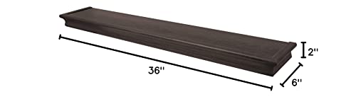 HIGH & MIGHTY 515618 Decorative 36" Floating Shelf Holds up to 25lbs, Easy Tool-Free Dry Wall Installation, Beveled, Retail Packaging, Espresso