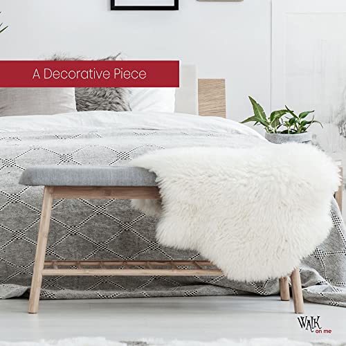 Walk on Me White Faux Fur Sheepskin Rug: Ultra Soft, Super Thick, Fluffy 2x3 Feet Pelt for Living Room, Bedroom, or Office, Acrylic, Latex, Non-Slip