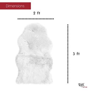 Walk on Me White Faux Fur Sheepskin Rug: Ultra Soft, Super Thick, Fluffy 2x3 Feet Pelt for Living Room, Bedroom, or Office, Acrylic, Latex, Non-Slip