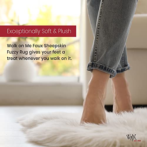 Walk on Me White Faux Fur Sheepskin Rug: Ultra Soft, Super Thick, Fluffy 2x3 Feet Pelt for Living Room, Bedroom, or Office, Acrylic, Latex, Non-Slip