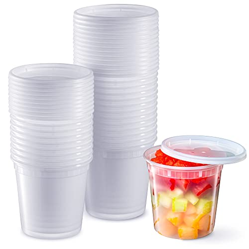 Pantry Value 24 oz. Plastic Deli Food Storage Containers with Airtight Lids [24 Sets]