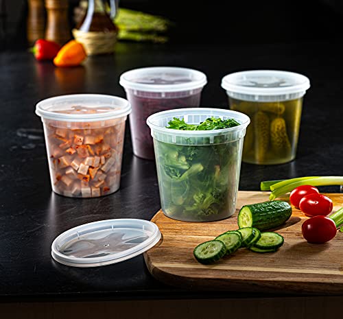 Pantry Value 24 oz. Plastic Deli Food Storage Containers with Airtight Lids [24 Sets]