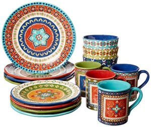 certified international monterrey 16 pc. dinnerware set, service for 4, multicolored