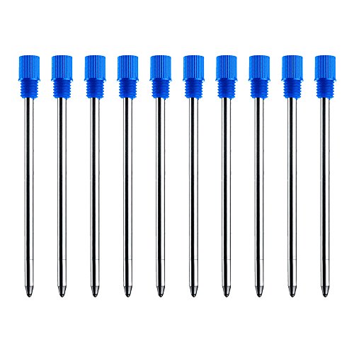 Blue Ink Refills (10 Pcs), Replaceable Pen Refills, 2.75 inch (70 mm) Ballpoint Pens Refills, 1.0mm Medium Tips - Blue