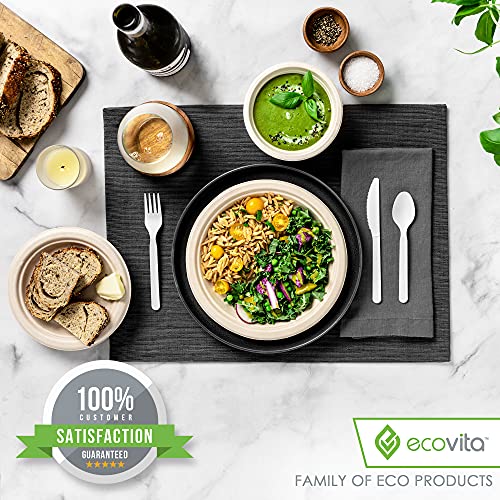 100% Compostable Spoons - 140 Large Disposable Utensils (6.3 in.) Eco Friendly Durable and Heat Resistant Alternative to Plastic Spoons with Convenient Tray by Ecovita