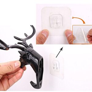 Vintage Deer Head Antlers Wall Hook (Max:10kg) for Hanging Hat Scarf Bag Key Clothes Bathroom Kitchen Towel Holder Hanger Rack Wall Wedding Gift (Black)