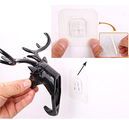 Vintage Deer Head Antlers Wall Hook (Max:10kg) for Hanging Hat Scarf Bag Key Clothes Bathroom Kitchen Towel Holder Hanger Rack Wall Wedding Gift (Black)