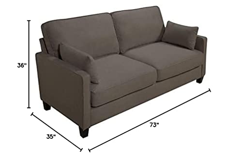 Serta Nina Modern Fabric Upholstery Sofa Collection Padded Shelter Arms, Solid Wood Legs, Couch for Living Room, Track, Ash Gray