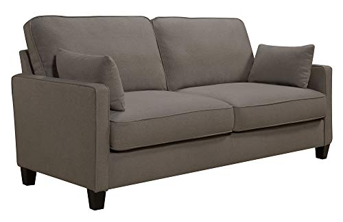 Serta Nina Modern Fabric Upholstery Sofa Collection Padded Shelter Arms, Solid Wood Legs, Couch for Living Room, Track, Ash Gray