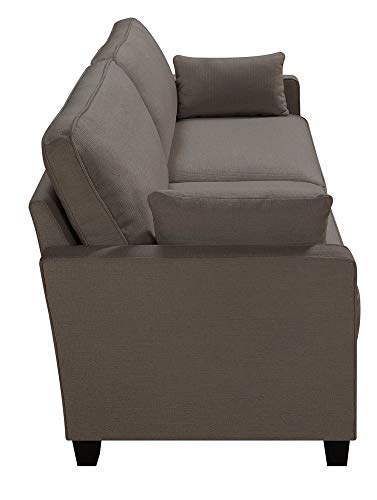 Serta Nina Modern Fabric Upholstery Sofa Collection Padded Shelter Arms, Solid Wood Legs, Couch for Living Room, Track, Ash Gray