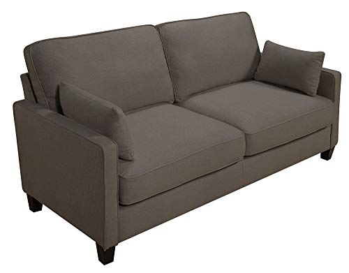 Serta Nina Modern Fabric Upholstery Sofa Collection Padded Shelter Arms, Solid Wood Legs, Couch for Living Room, Track, Ash Gray