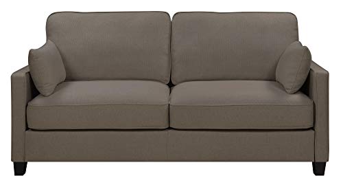 Serta Nina Modern Fabric Upholstery Sofa Collection Padded Shelter Arms, Solid Wood Legs, Couch for Living Room, Track, Ash Gray