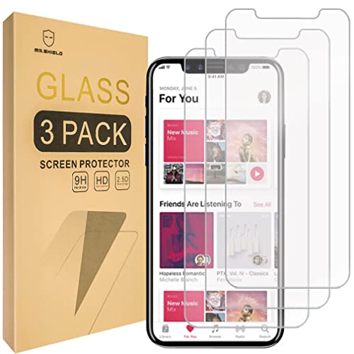 Mr.Shield [3-PACK] Designed For iPhone 11 Pro, iPhone X/iPhone XS [Tempered Glass] Screen Protector [0.3mm Ultra Thin 9H Hardness 2.5D Round Edge] with Lifetime Replacement