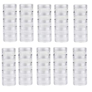 tdotm 5 layer cylinder stackable transparent round ps plastic storage container box super clear accessories organizer box for beads crafts other small items (10 column combination sale)…