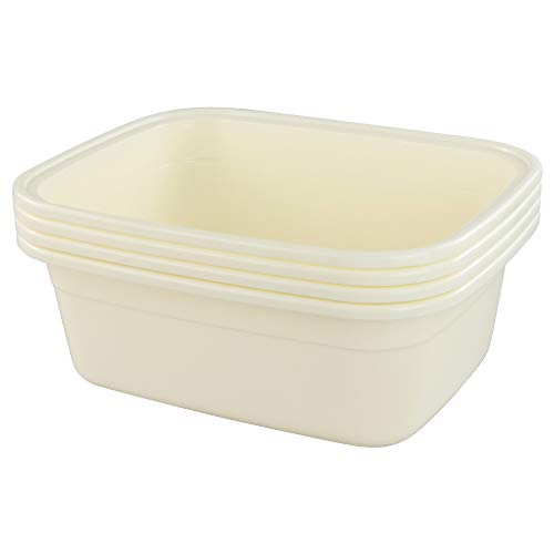 HOMMP 12 Quart Plastic Small Dishpan/Wash Basin, 4-Pack