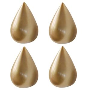 margueras 4pcs water drop shaped minimalist design decorative creative wall mounted coat hat hanger hook (gold)