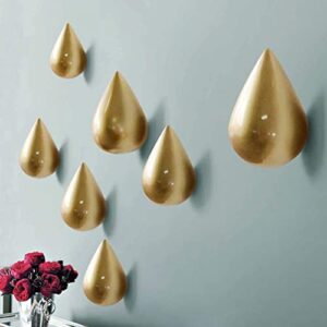 MARGUERAS 4pcs Water Drop Shaped Minimalist Design Decorative Creative Wall Mounted Coat Hat Hanger Hook (Gold)