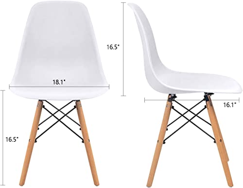 Furmax Pre Assembled Style Mid Century Modern DSW Shell Lounge Plastic Kitchen, Dining, Bedroom, Living Room Side Chairs Set of 4, White